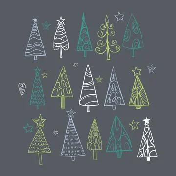Vector illustration with Christmas Trees. Stock Illustration