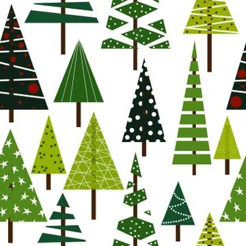 Vector illustration Christmas trees isolated on white seamless pattern	 Illustrazione stock