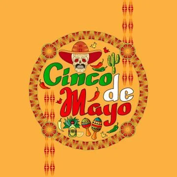 Vector illustration of Cinco de Mayo Day. Mexican holiday. Illustrazione stock