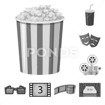 Vector illustration of cinematography and studio symbol. Set of cinematography Stock Illustration