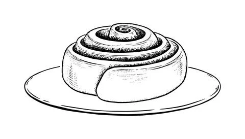 Vector illustration of Cinnamon Roll on plate Stock Illustration