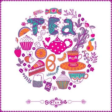 Vector illustration of circle made of sweets. round shape made of candy, swee Stock Illustration