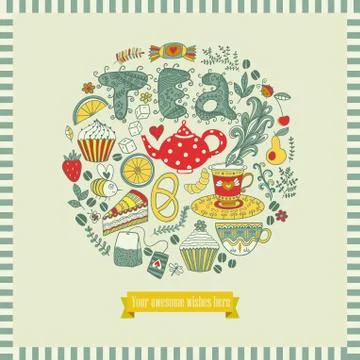 Vector illustration of circle made of sweets. round shape made of candy, swee Stock Illustration