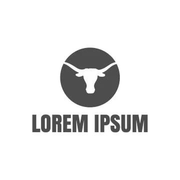 Vector illustration circle negative space bull icon logo design Stock Illustration