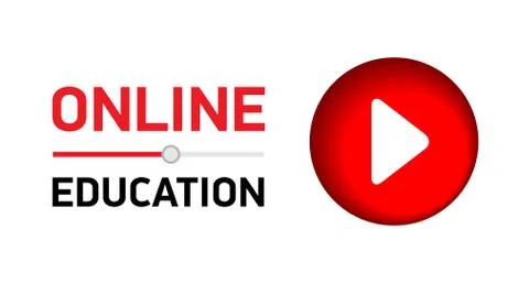 Vector illustration with circle red play button. Stock Illustration