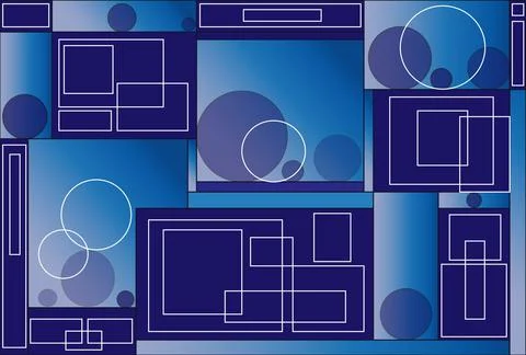 Vector illustration of circle, square with blue background. Stock Illustration