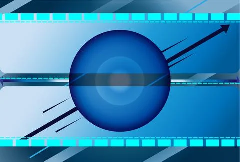 Vector illustration of circle, square, dotted line,arrow  with blue background. Stock Illustration