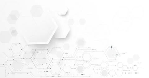Vector illustration circuit board and hexagons background. Stock Illustration