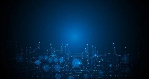 Vector illustration circuit board and hexagons background Stock Illustration