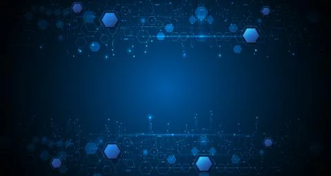 Vector illustration circuit board and hexagons background. Stock Illustration
