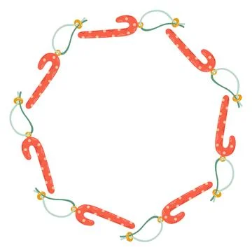 Vector illustration of a circular decorative frame made of hand drawn holiday Stock Illustration