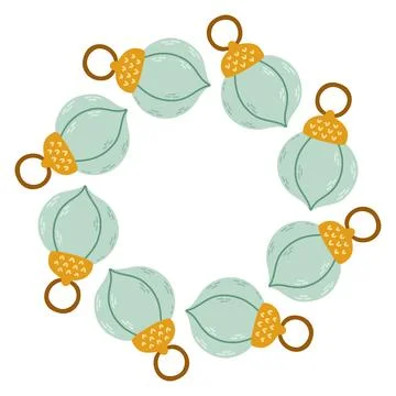 Vector illustration of a circular decorative frame made of hand drawn holiday Stock Illustration