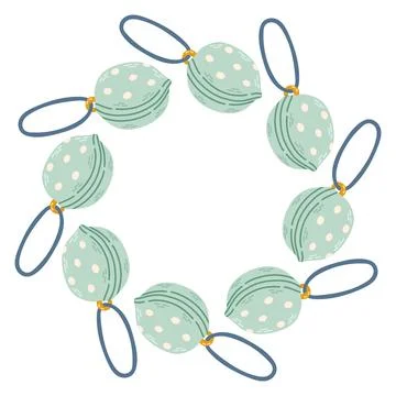 Vector illustration of a circular decorative frame made of hand drawn holiday Stock Illustration