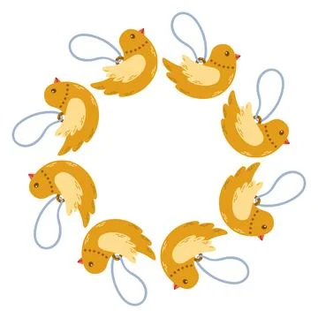 Vector illustration of a circular decorative frame made of hand drawn holiday Stock Illustration