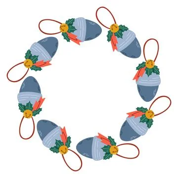 Vector illustration of a circular decorative frame made of hand drawn holiday Stock Illustration