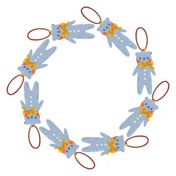 Vector illustration of a circular decorative frame made of hand drawn holiday Stock Illustration