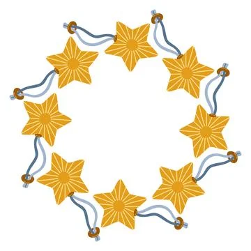Vector illustration of a circular decorative frame made of hand drawn holiday Stock Illustration