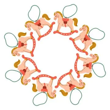Vector illustration of a circular decorative frame made of hand drawn holiday Stock Illustration