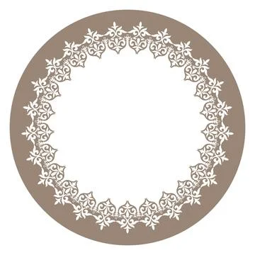 Vector illustration of circular lace frame in vintage-inspired design, featuring イラスト素材