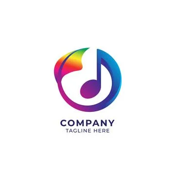 Vector illustration of circular musical note with rainbow leaf. Seed Sprout.. Stock Illustration