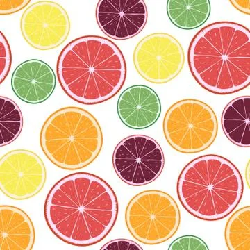 Vector Illustration with citrus oranges, lemons, grapefruits, limes and tange Stock Illustration