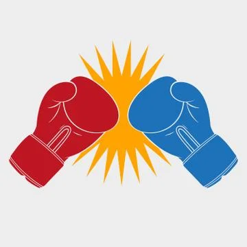 Vector illustration of clash of boxing gloves. Isolated. Illustrazione stock