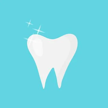 Vector illustration of a clean shining tooth on a blue background. Illustrazione stock