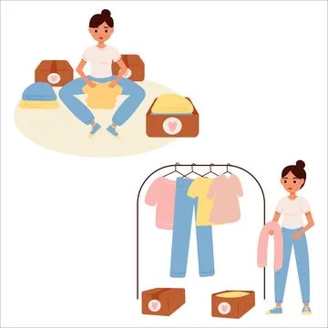 Vector illustration of clearing space and life of excess. Clearing out clut.. Stock Illustration