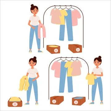 Vector illustration of clearing space and life of excess. Clearing out clut.. Stock Illustration