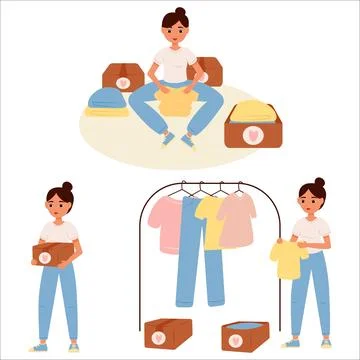 Vector illustration of clearing space and life of excess. Clearing out clut.. Stock Illustration