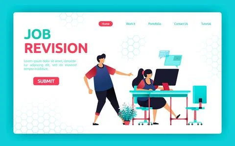 Vector illustration of client looking for and requesting job revisions from a Stock Illustration