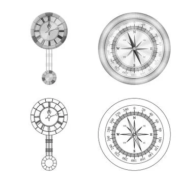 Vector illustration of clock and time sign. Set of clock and circle stock vector Illustrazione stock