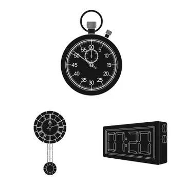 Vector illustration of clock and time sign. Collection of clock and circle stock Stock Illustration