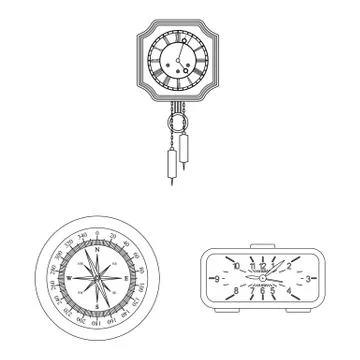 Vector illustration of clock and time sign. Set of clock and circle stock vector Illustrazione stock