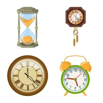 Vector illustration of clock and time sign. Set of clock and circle vector icon Stock Illustration