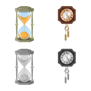 Vector illustration of clock and time sign. Set of clock and circle stock vector Illustrazione stock