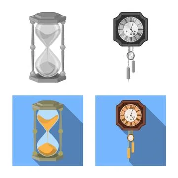 Vector illustration of clock and time logo. Collection of clock and circle Stock Illustration