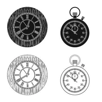 Vector illustration of clock and time symbol. Set of clock and circle stock イラスト素材