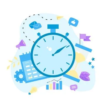 Vector illustration. Clock, calendar and hourglass. Stock Illustration