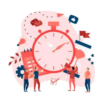 Vector illustration. Clock, calendar and hourglass. Concept of time management.  Stock Illustration