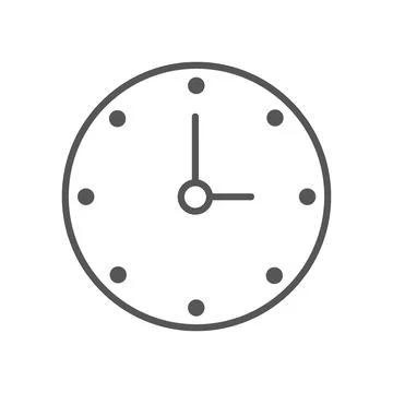 Vector illustration. Clock flat icon. Gray icon on isolated on white backgr.. Stock Illustration