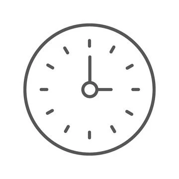 Vector illustration. Clock flat icon. Gray icon on isolated on white Ilustración de archivo