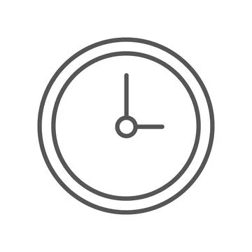 Vector illustration. Clock flat icon. Gray icon on isolated on white backgr.. Stock Illustration
