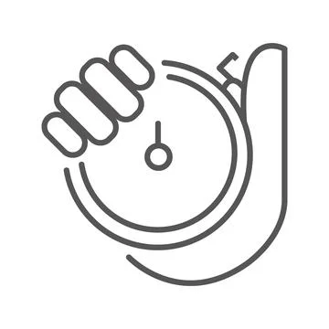 Vector illustration. Clock flat icon. Gray icon on isolated on white backgr.. Stock Illustration