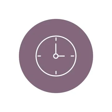Vector illustration. Clock icon. Colored round icon on isolated on white Stock Illustration