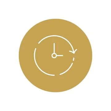 Vector illustration. Clock icon. Colored round icon on isolated on white Stock Illustration