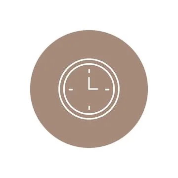 Vector illustration. Clock icon. Colored round icon on isolated on white Stock Illustration