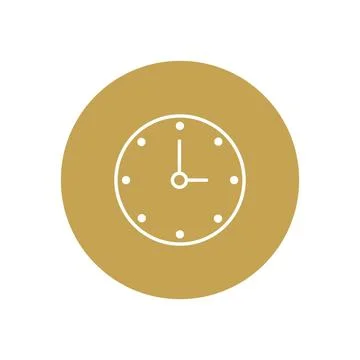 Vector illustration. Clock icon. Colored round icon on isolated on white ba.. Stock Illustration