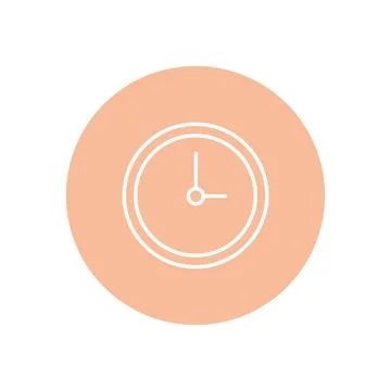 Vector illustration. Clock icon. Colored round icon on isolated on white ba.. Stock Illustration
