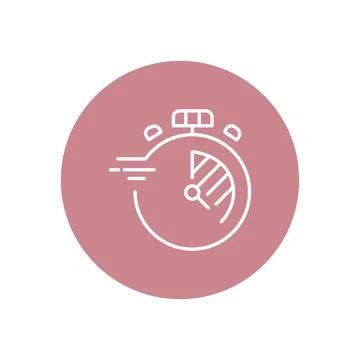 Vector illustration. Clock icon. Colored round icon on isolated on white ba.. Stock Illustration